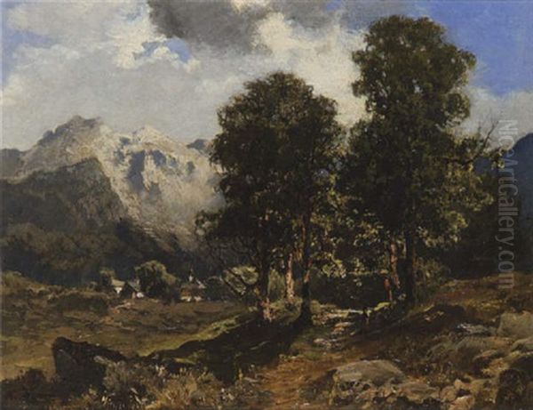 Gebirgstal Oil Painting by August Fink