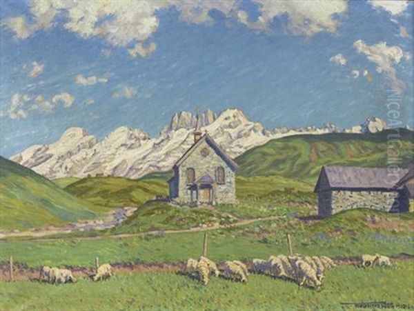 Sommertag Auf Der Fiescheralp Oil Painting by Waldemar Theophil Fink