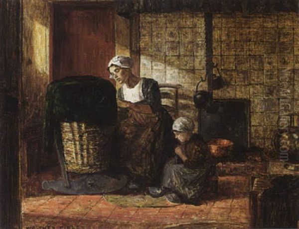 A Happy Family Oil Painting by Walter Firle