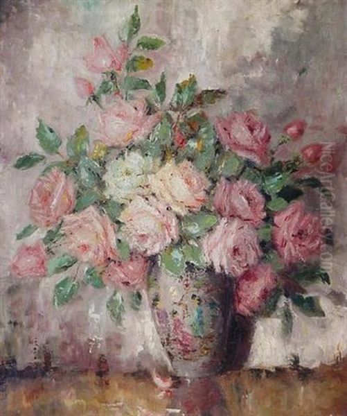 Ein Straus Rosen In Einer Vase Oil Painting by Carl Holger Fischer