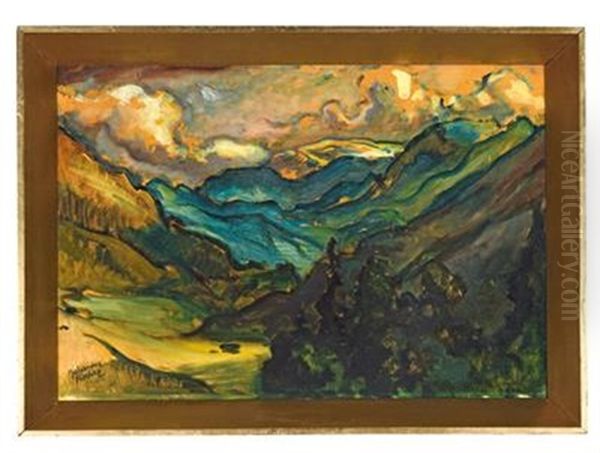 Hugellandschaft Oil Painting by Johannes Fischer