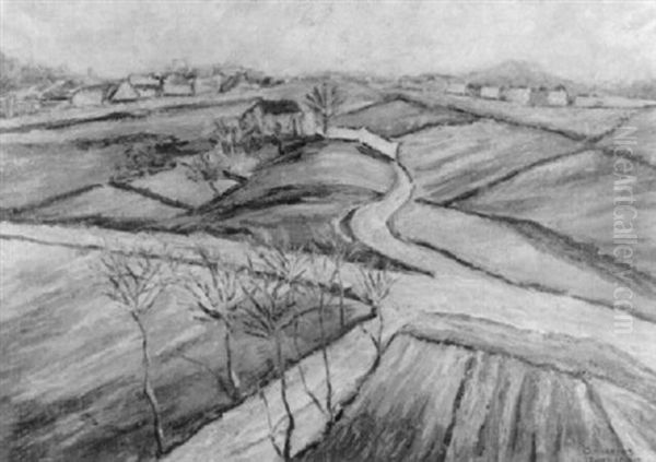Hugelige Landschaft Mit Feldern Und Dorfern Oil Painting by Johannes Fischer