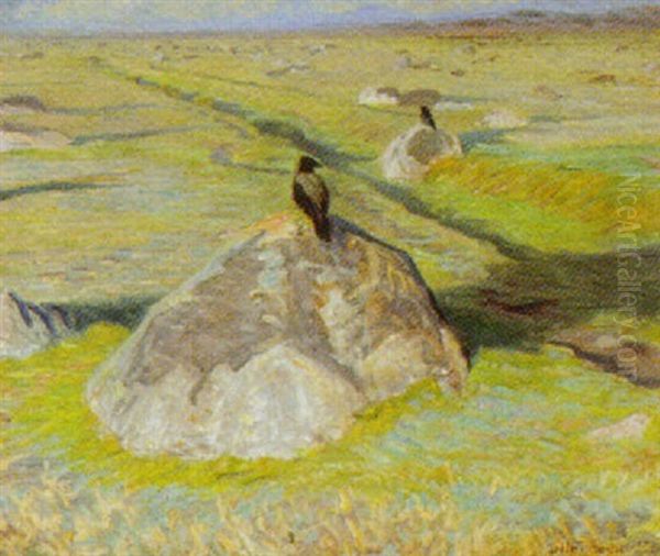 Slette Med Krager Pa Sten Oil Painting by Vilhelm Theodor Fischer