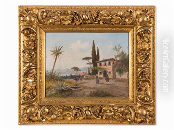 Italian View Oil Painting by Georg Fischhof