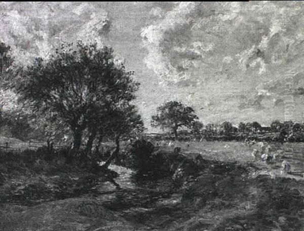 The Brook Near Chrishall, Essex Oil Painting by Mark William Fisher