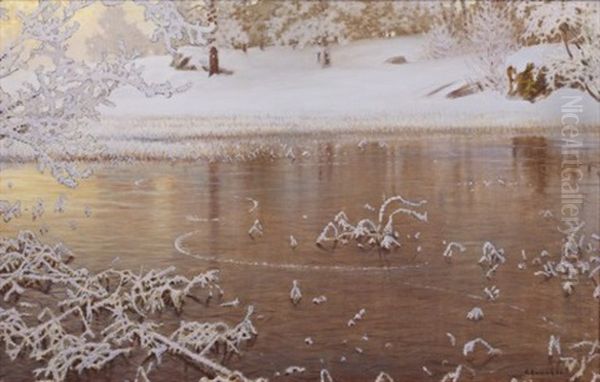 Fruset Vatten Oil Painting by Gustaf Fjaestad