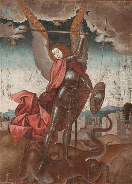 San Miguel Arcangel Oil Painting by Juan De Flandes