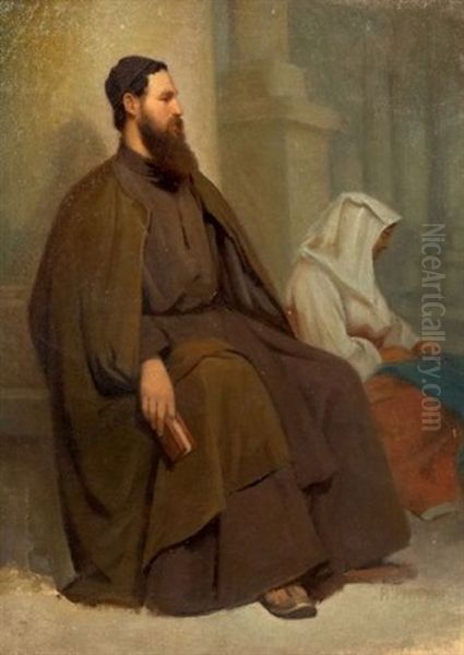 Moine Et Napolitaine Oil Painting by Hippolyte Jean Flandrin