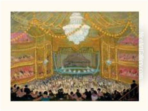 Ballet Russe A L'opera De Paris Oil Painting by Jules Leon Flandrin
