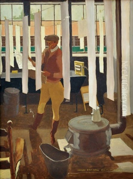 Boiler Room, Greentree Stable - Belmont Oil Painting by Vaughn Flannery