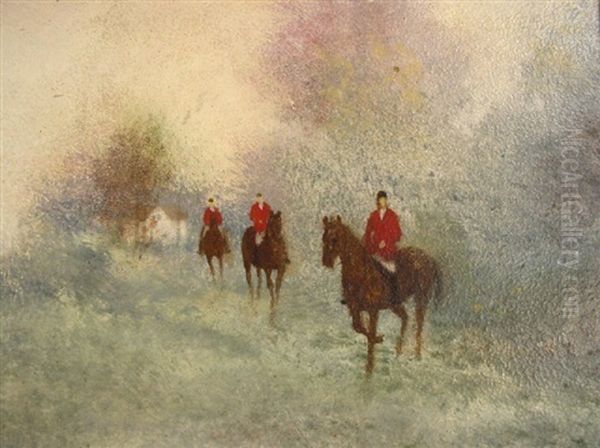 Three Riders In Hunting Attire Oil Painting by Vaughn Flannery
