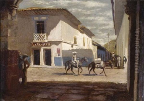 Side Street, Patzcuaro, Mexico Oil Painting by Vaughn Flannery