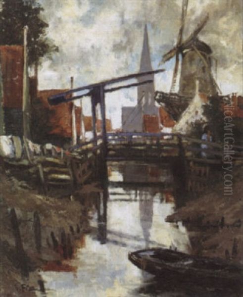 Het Brugje Oil Painting by Gustave Flasschoen