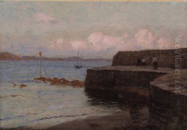 The Cobb, Lyme Regis Oil Painting by Blandford Fletcher