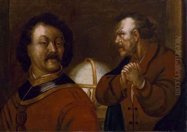 Portrait (l'amiral De Ruyter Et Son Conseiller?) Oil Painting by Govaert Flinck Cleve