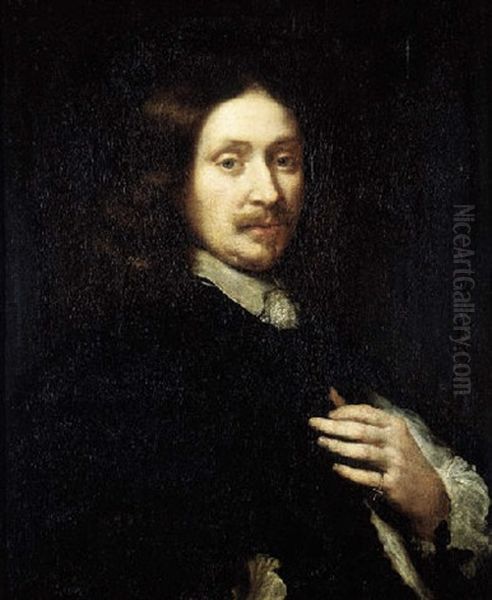 Portrait Of A Gentleman, Wearing Black Costume Oil Painting by Govaert Flinck Cleve