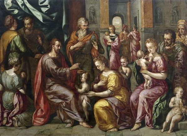 Lasset Die Kindlein Zu Mir Kommen Oil Painting by Frans Floris