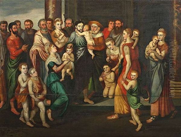Lasset Die Kindlein Zu Mir Kommen Oil Painting by Frans Floris