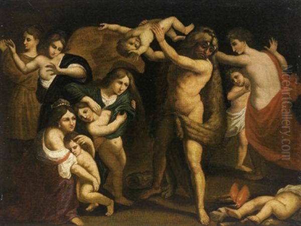 Die Taten Des Herkules: Der Rasende Herkules (+ Herkules Bei Omphale; Pair) Oil Painting by Frans Floris