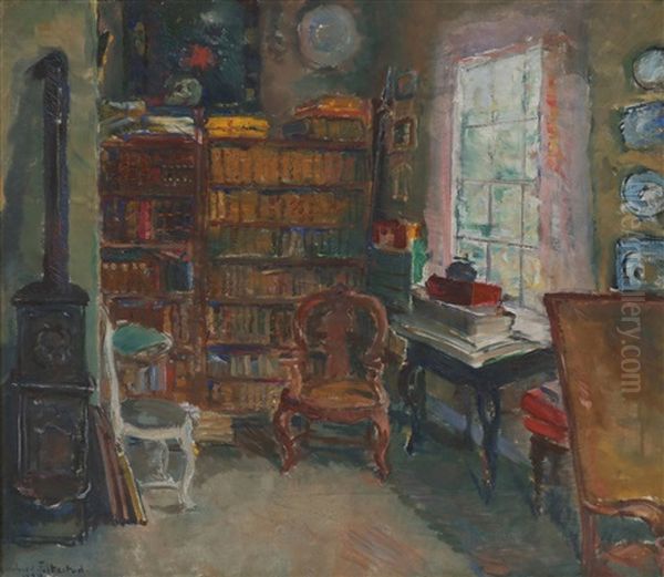 Det Gamle Biblotek Oil Painting by Bernhard Folkestad