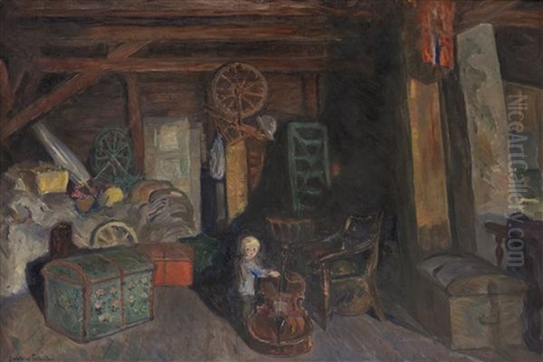 Dark Loft Oil Painting by Bernhard D. Folkestad