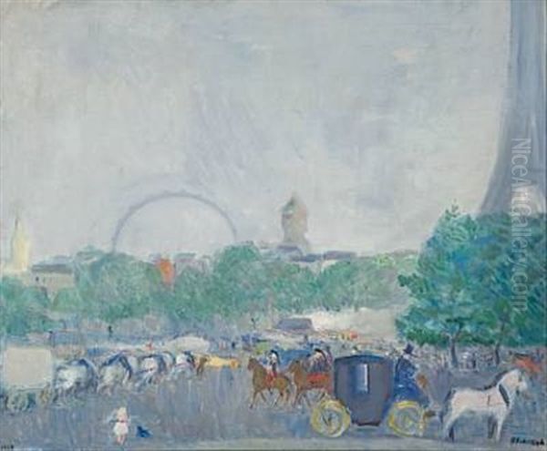 Ved Eiffeltarnet I Paris Oil Painting by Bernhard D. Folkestad