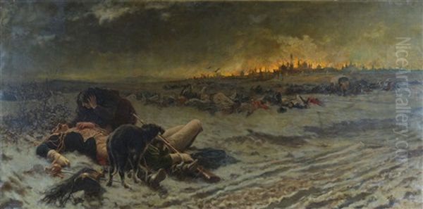 L'incendio Di Mosca Del 1812 Oil Painting by Roberto Fontana