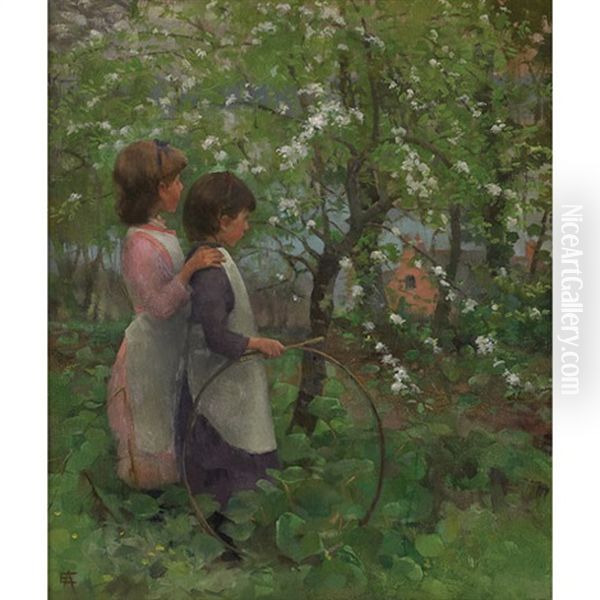 The Orchard Oil Painting by Elizabeth Stanhope Forbes