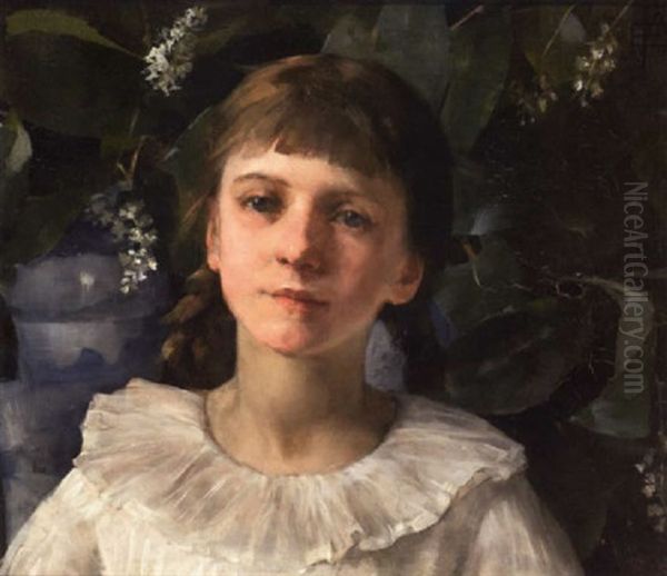 Portrait Of A Young Girl Oil Painting by Elizabeth Adela Forbes