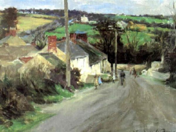A Lane In The Hamlet Of Roseworthy, Cornwall Oil Painting by Stanhope Forbes