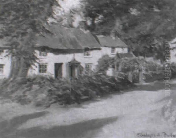 Thatched Cottages, Cornwall Oil Painting by Stanhope Forbes