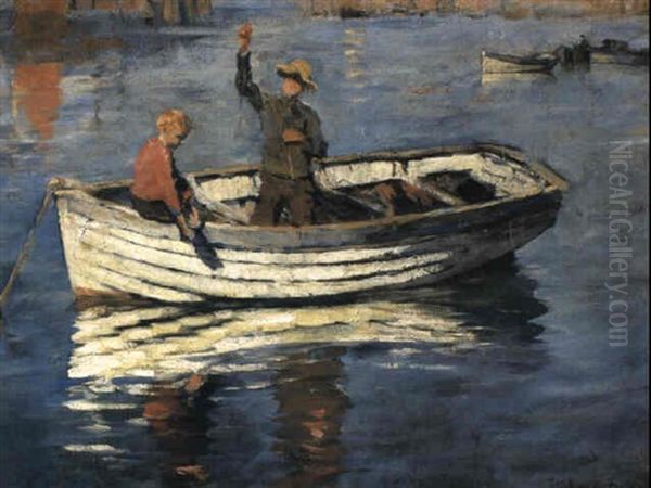Chadding, Mounts Bay Newlyn Oil Painting by Stanhope Alexander Forbes