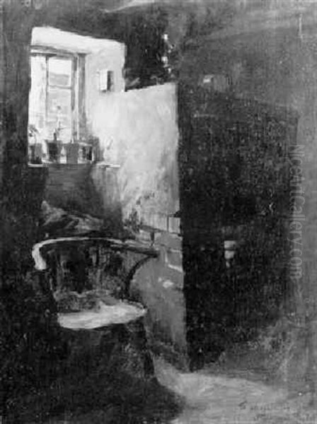 A Cottage Interior Newlyn Oil Painting by Stanhope Forbes