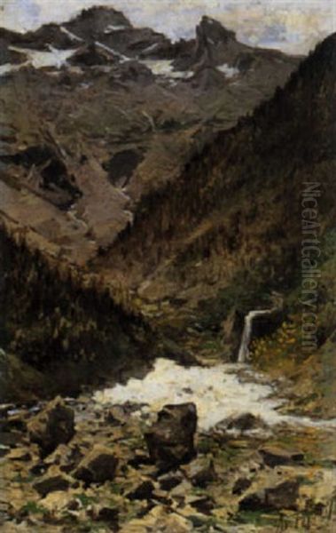 Paesaggio Alpino Oil Painting by Achille Formis