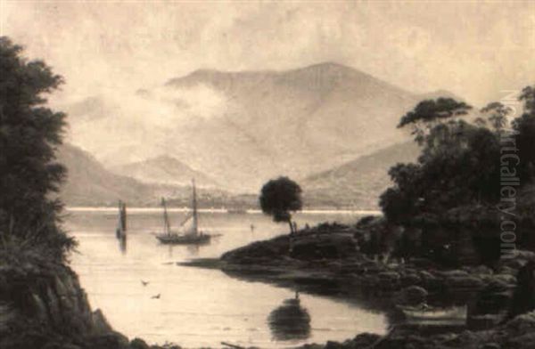 Hobart From Across The Bay With Mount Wellington Beyond Oil Painting by James Haughton Forrest