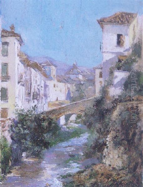 El Darro, Granada Oil Painting by Mariano Fortuny y de Madrazo