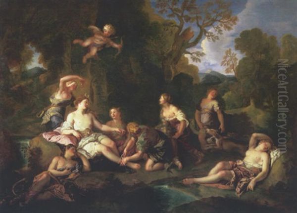 Le Repos De Diane Oil Painting by Charles de La Fosse