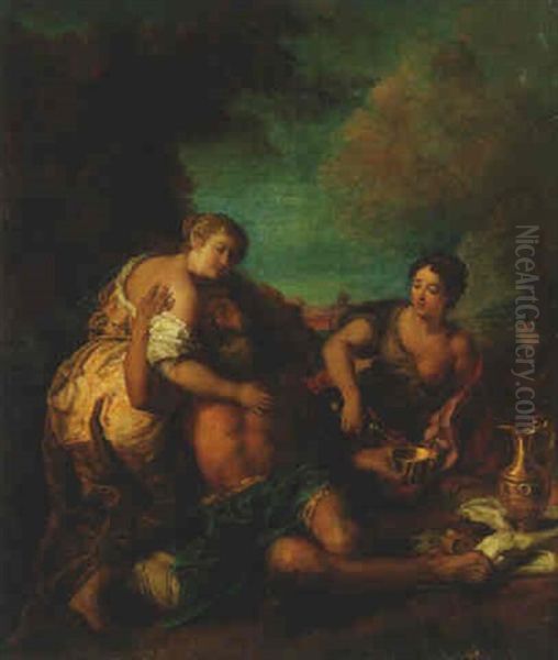 Lot And His Daughters Oil Painting by Charles de La Fosse