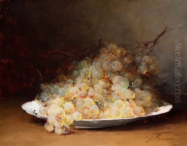 Raisins Blancs Sur Un Plat Oil Painting by Guillaume Romain Fouace