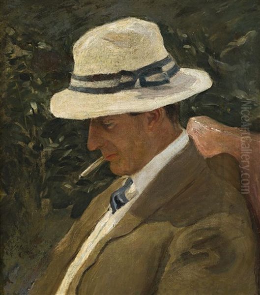 Untitled (portrait Of A Man) Oil Painting by Emanuel Phillips Fox
