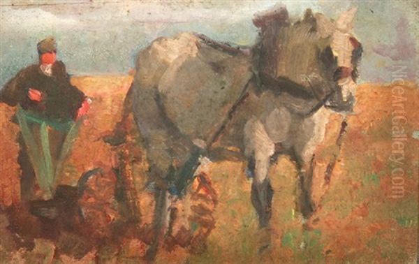 Ploughing Oil Painting by Emanuel Phillips Fox