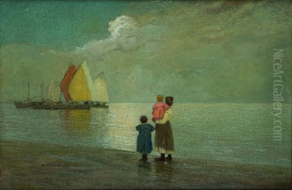 Sulla Spiaggia Oil Painting by Pietro Fragiacomo