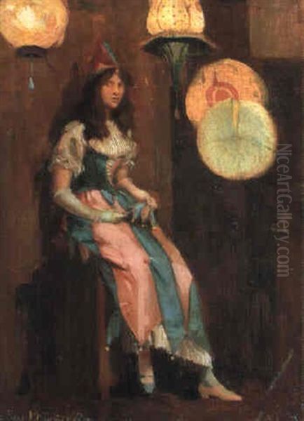 A Study In Blue And Pink Oil Painting by Edward Reginald Frampton
