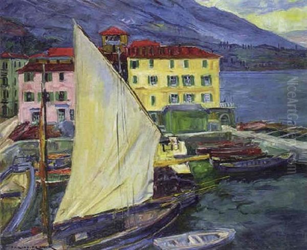 Hafen Von Malcesine Oil Painting by Philipp Franck