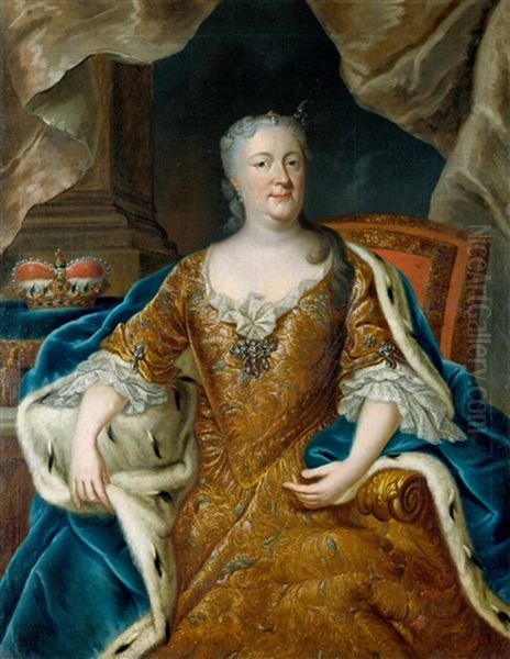 Bildnis Der Herzogin Antoinette Amalie Von Braunschweig-wolfenbuttel Oil Painting by Bernhard Christoph Francke