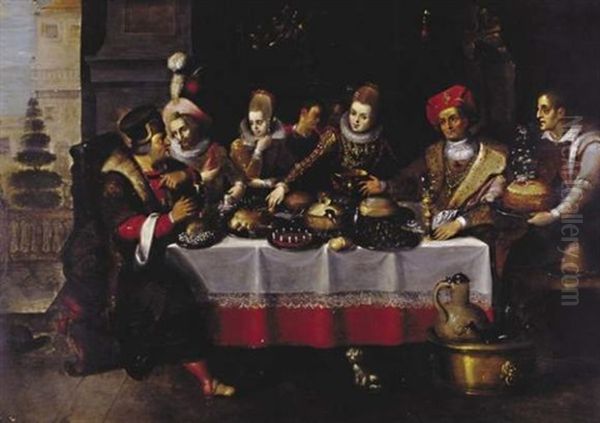 Le Festin Du Mauvais Riche Oil Painting by Ambrosius Francken the Younger