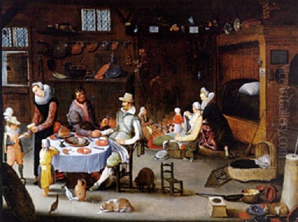 La Visite A La Ferme Oil Painting by Hieronymus Francken the Younger