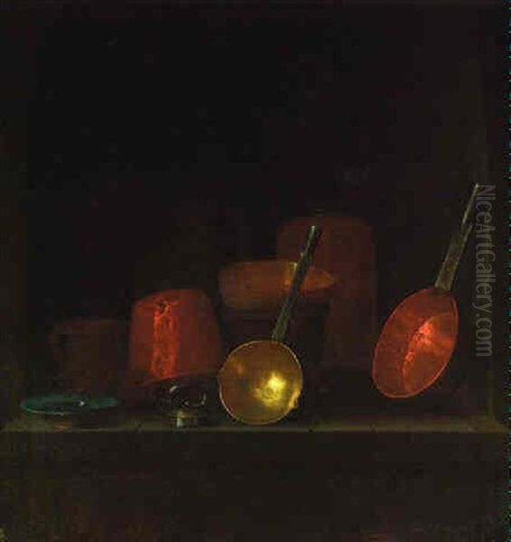Stilleben Von Kupfer- Und Messing- Geschirr Oil Painting by Franz Friedrich Frank