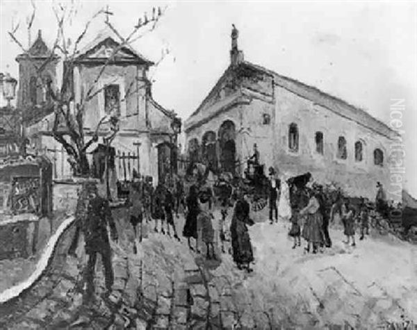 La Place Du Tertre A Montmartre Oil Painting by  Frank-Will