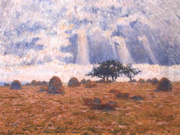 Les Meules, Effets De Soleil Oil Painting by Charles Frechon